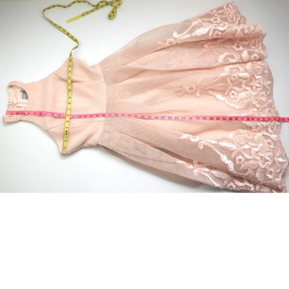 ASOS Embroidered Floral Super Full Mesh Dress Blush Pink Cocktail Size 6 New - Picture 6 of 6